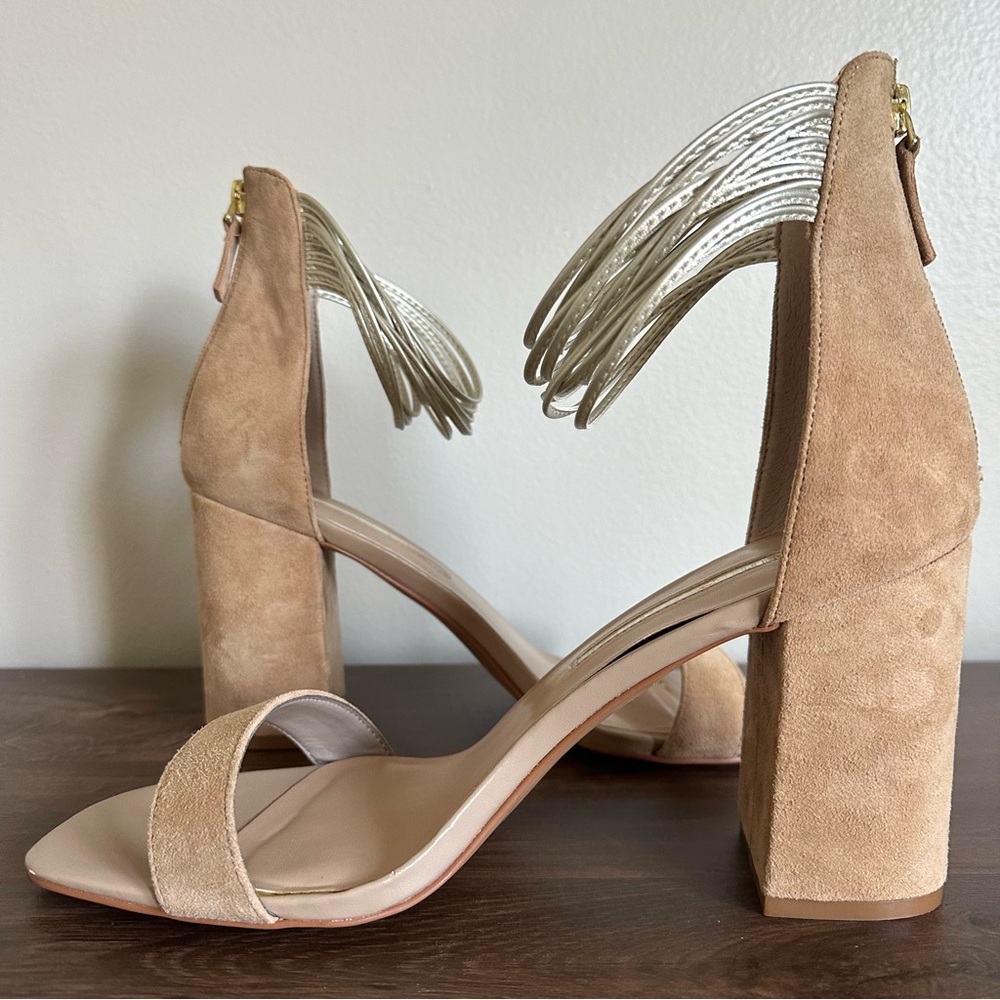 Audrey Brooke Ava Women’s Size 10 Formal 3.75” Dressy Block Heels Nude Leather